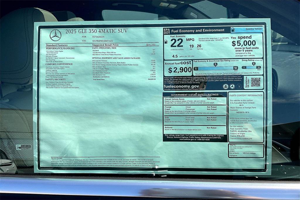 new 2025 Mercedes-Benz GLE 350 car, priced at $68,800
