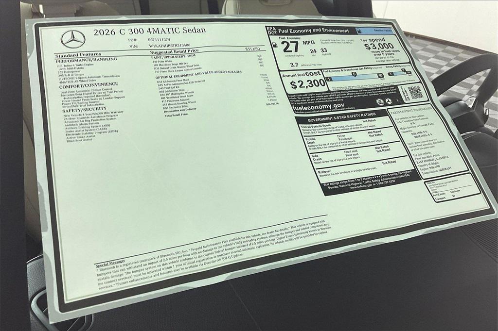 new 2026 Mercedes-Benz C-Class car, priced at $56,980