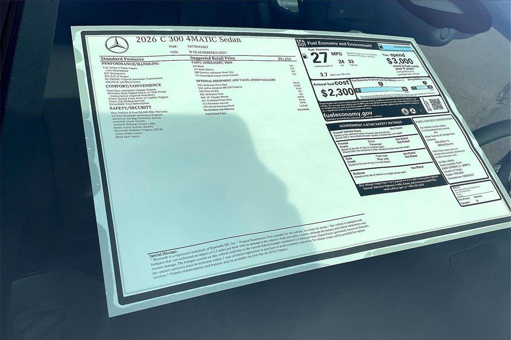 new 2026 Mercedes-Benz C-Class car, priced at $54,630