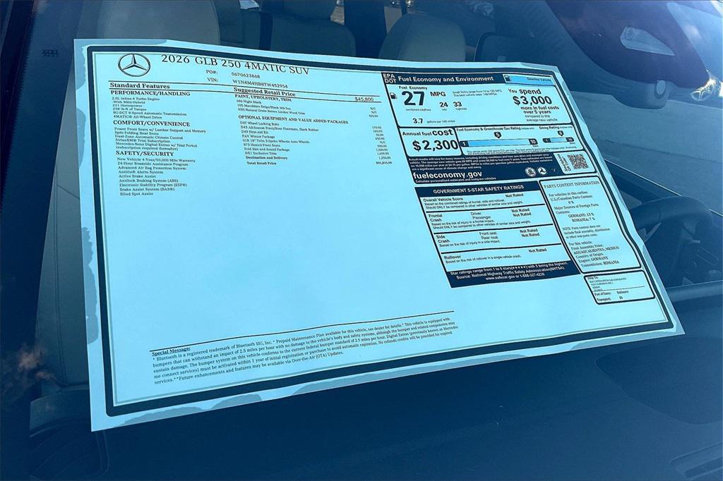 new 2026 Mercedes-Benz GLB 250 car, priced at $51,815