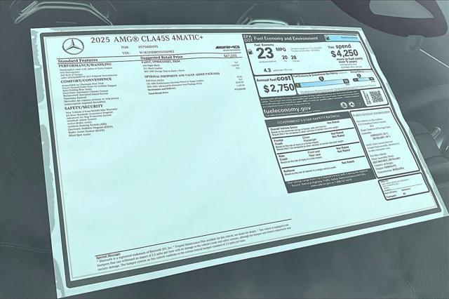 new 2025 Mercedes-Benz AMG CLA 45 car, priced at $72,935