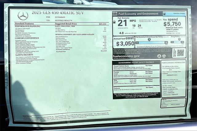 new 2025 Mercedes-Benz GLS 450 car, priced at $91,615