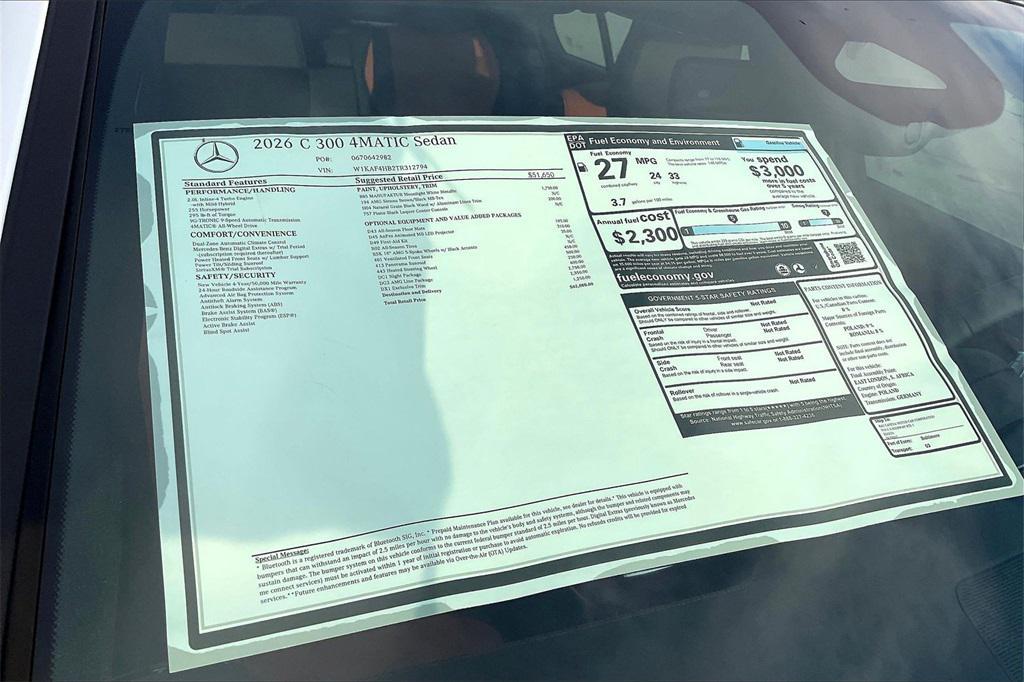 new 2026 Mercedes-Benz C-Class car, priced at $62,080