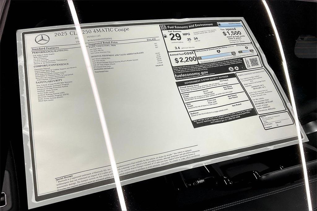 new 2025 Mercedes-Benz CLA 250 car, priced at $48,895