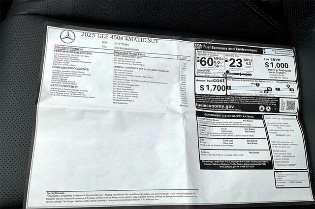 new 2025 Mercedes-Benz GLE 450e car, priced at $85,595