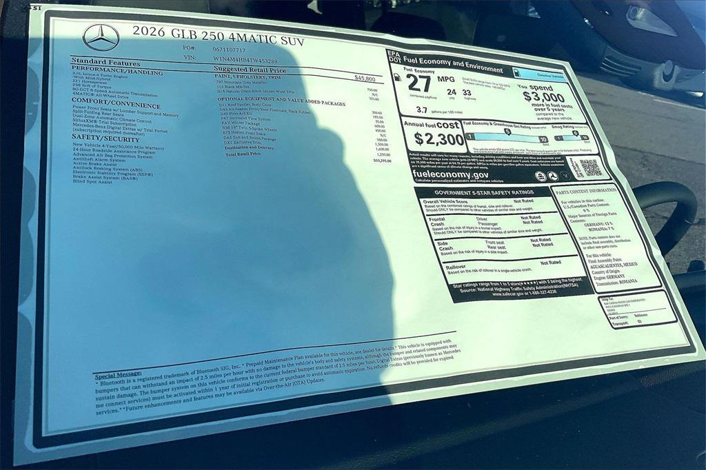 new 2026 Mercedes-Benz GLB 250 car, priced at $53,295