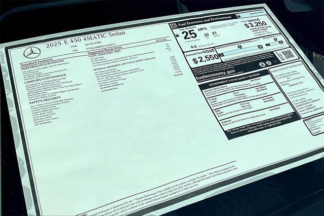 new 2025 Mercedes-Benz E-Class car, priced at $76,830