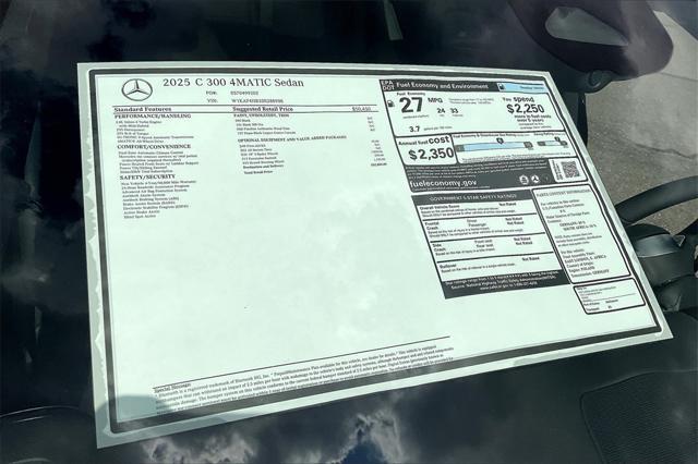 new 2025 Mercedes-Benz C-Class car, priced at $52,885