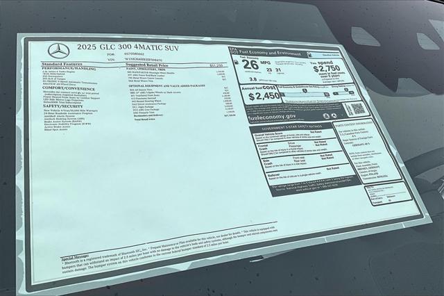new 2025 Mercedes-Benz GLC 300 car, priced at $67,720