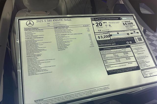 new 2025 Mercedes-Benz S-Class car, priced at $139,610