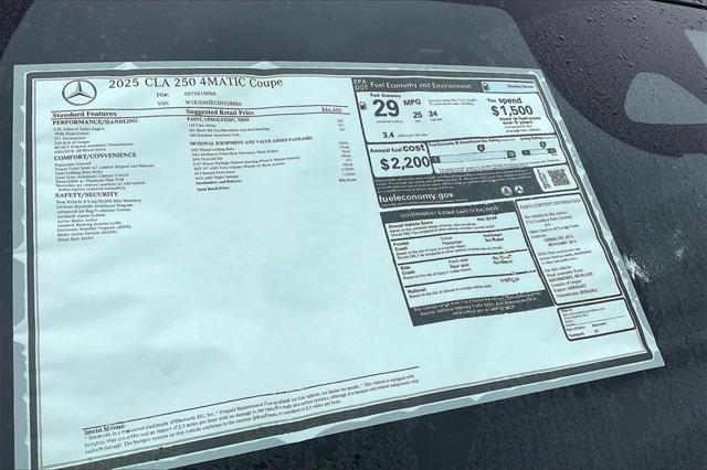 new 2025 Mercedes-Benz CLA 250 car, priced at $52,015
