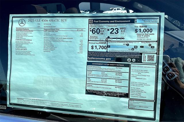 new 2025 Mercedes-Benz GLE 450e car, priced at $78,170