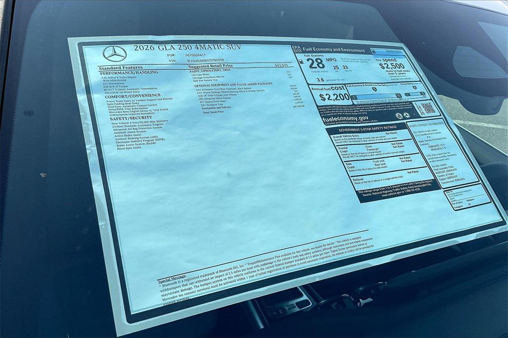 new 2026 Mercedes-Benz GLA 250 car, priced at $47,925