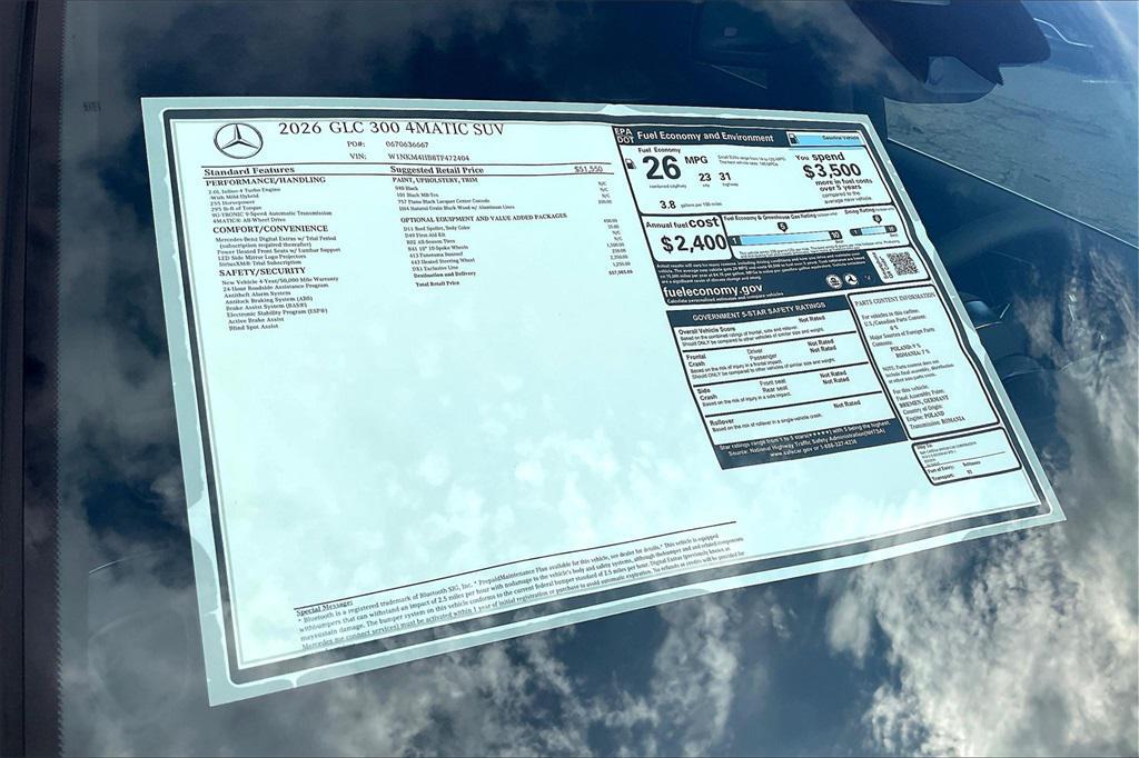 new 2026 Mercedes-Benz GLC 300 car, priced at $57,585