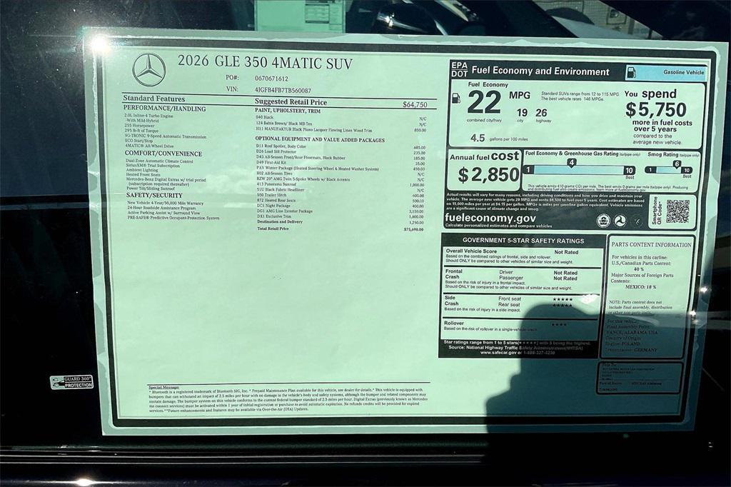 new 2026 Mercedes-Benz GLE 350 car, priced at $75,690