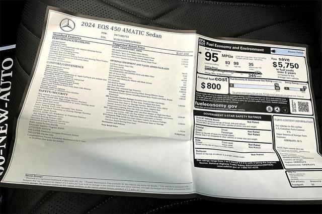 new 2024 Mercedes-Benz EQS 450 car, priced at $128,870