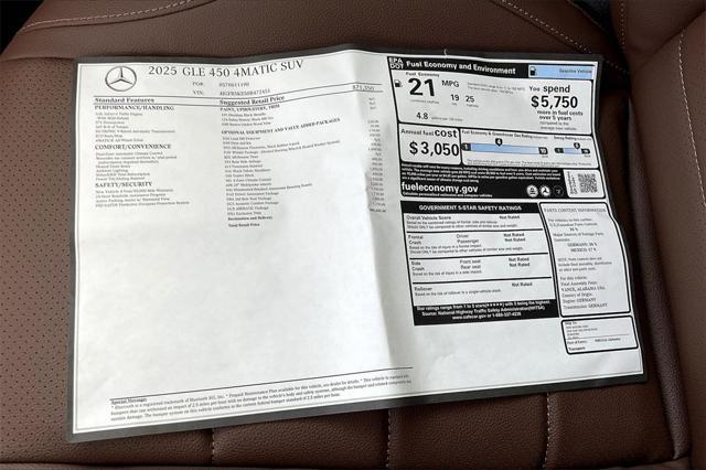 new 2025 Mercedes-Benz GLE 450 car, priced at $86,045