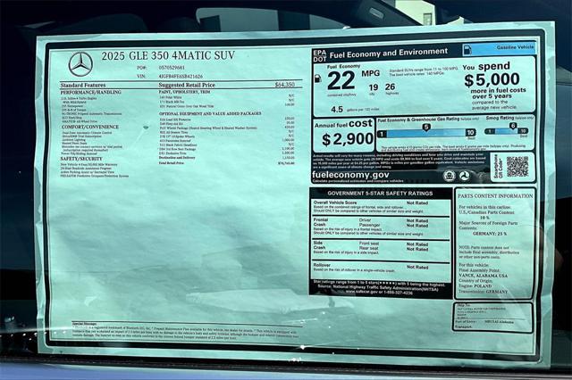new 2025 Mercedes-Benz GLE 350 car, priced at $70,765