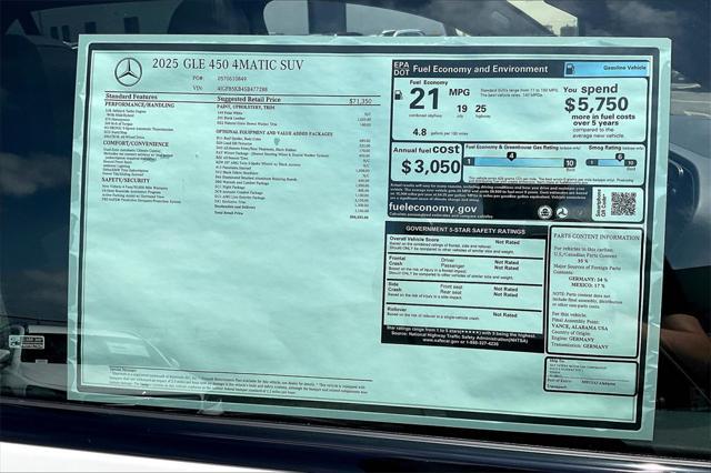 new 2025 Mercedes-Benz GLE 450 car, priced at $84,455