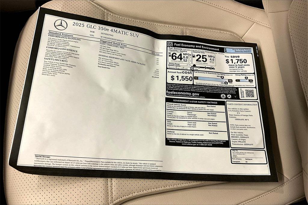 new 2025 Mercedes-Benz GLC 350e car, priced at $63,650