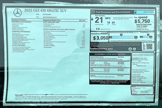 new 2025 Mercedes-Benz GLS 450 car, priced at $95,865