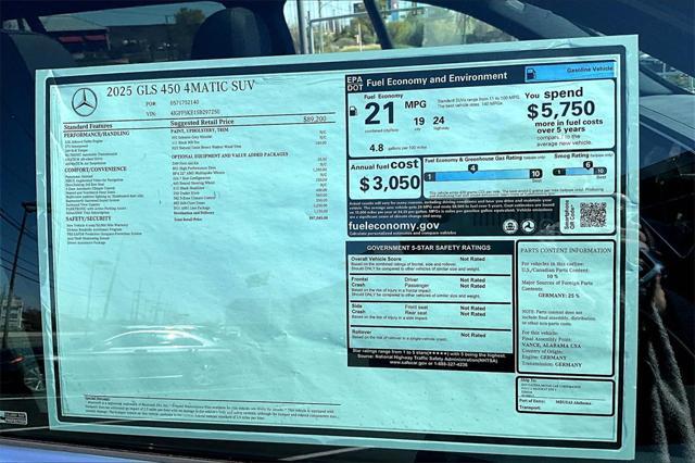 new 2025 Mercedes-Benz GLS 450 car, priced at $97,045
