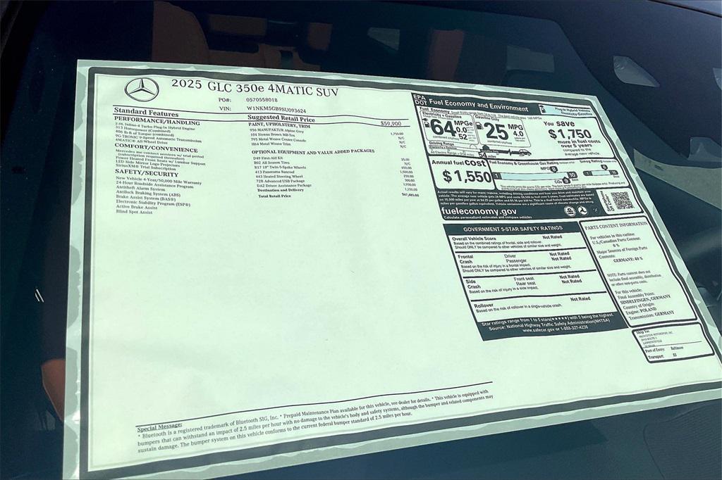 new 2025 Mercedes-Benz GLC 350e car, priced at $67,485