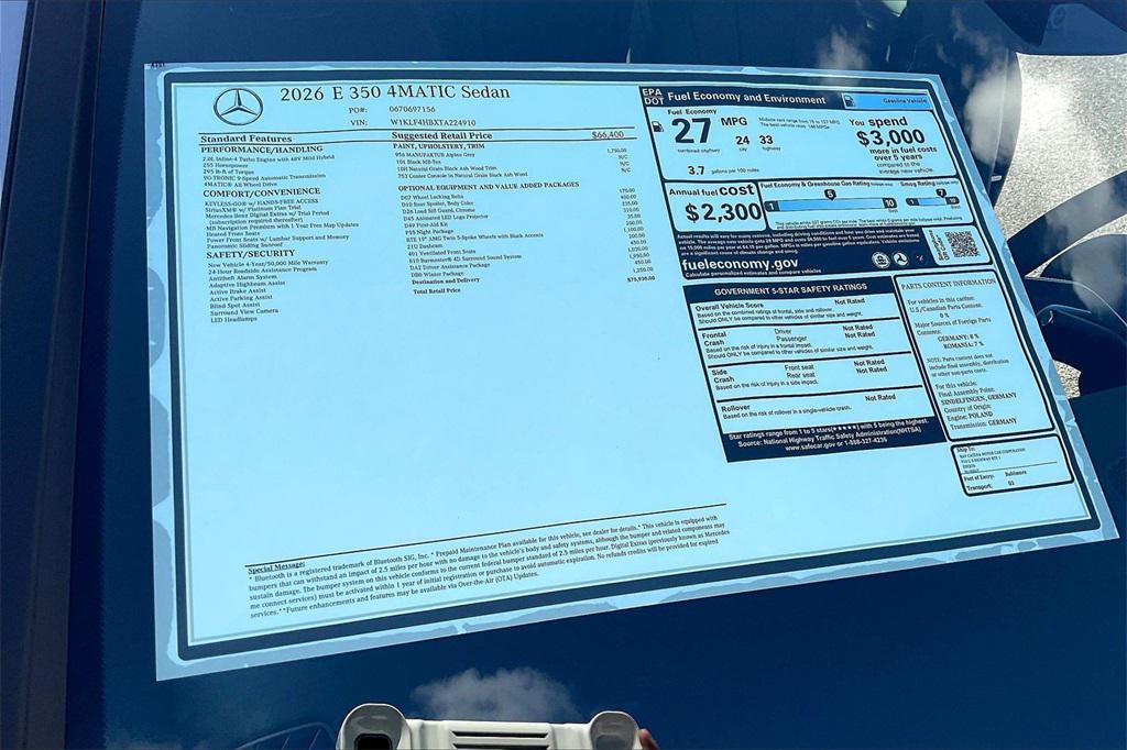 new 2026 Mercedes-Benz E-Class car, priced at $75,930