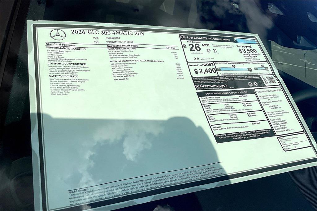 new 2026 Mercedes-Benz GLC 300 car, priced at $59,375