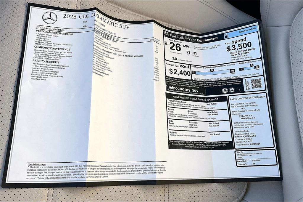 new 2026 Mercedes-Benz GLC 300 car, priced at $59,580