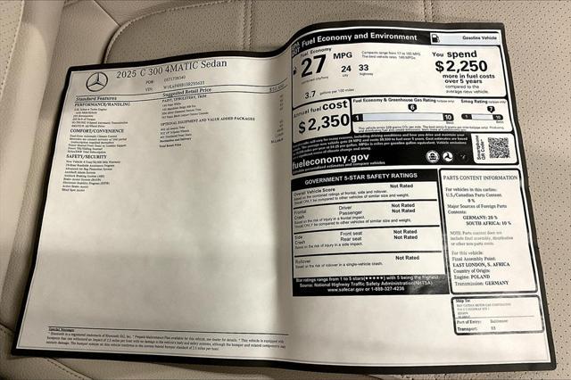 new 2025 Mercedes-Benz C-Class car, priced at $52,050