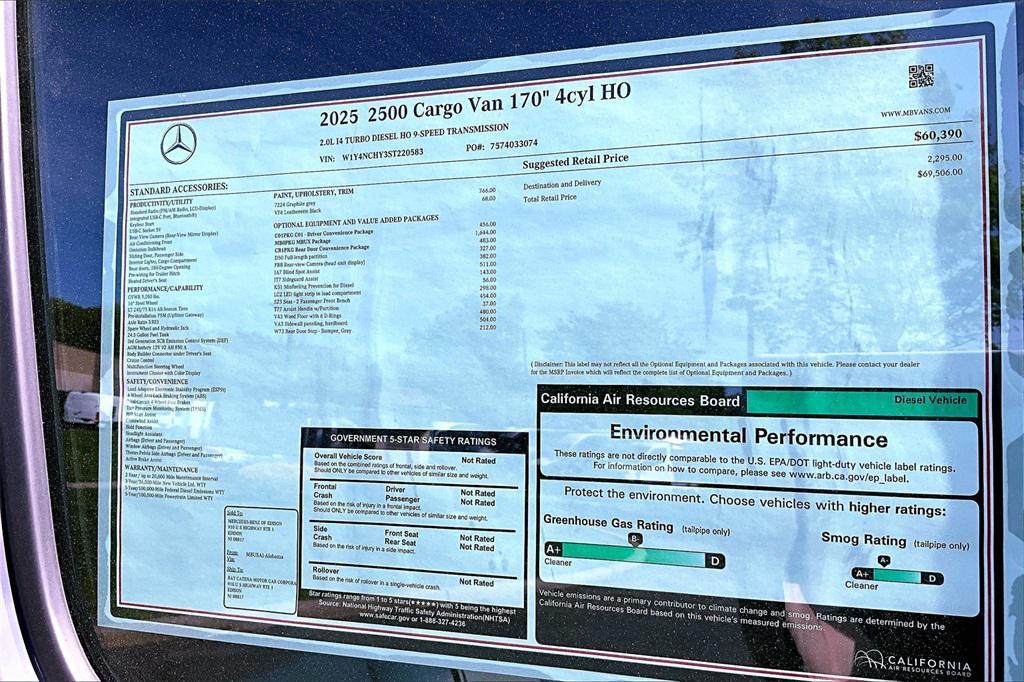 new 2025 Mercedes-Benz Sprinter 2500 car, priced at $69,506