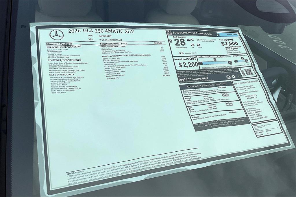 new 2026 Mercedes-Benz GLA 250 car, priced at $49,690