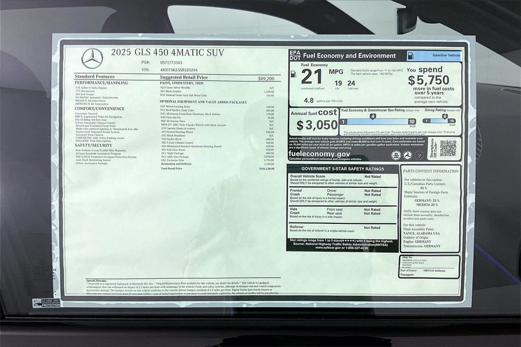 new 2025 Mercedes-Benz GLS 450 car, priced at $101,130