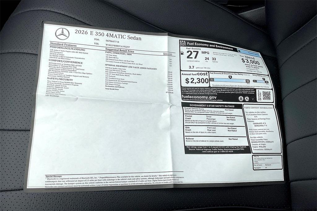 new 2026 Mercedes-Benz E-Class car, priced at $73,150