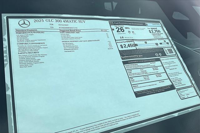 new 2025 Mercedes-Benz GLC 300 car, priced at $53,925