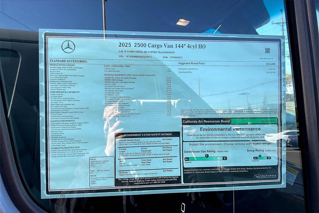 new 2025 Mercedes-Benz Sprinter 2500 car, priced at $65,400