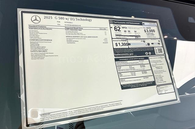 new 2025 Mercedes-Benz G-Class car, priced at $181,600