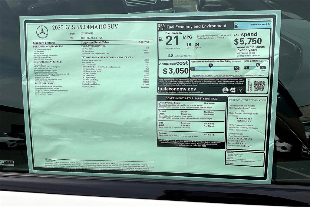new 2025 Mercedes-Benz GLS 450 car, priced at $99,100