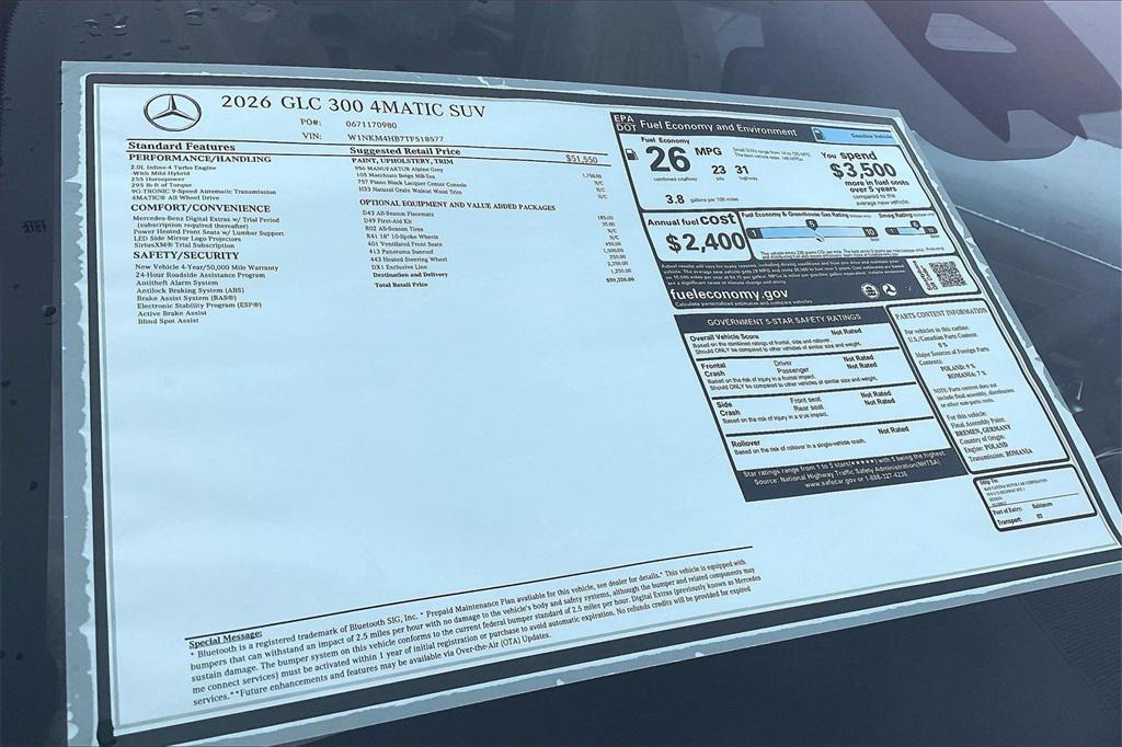 new 2026 Mercedes-Benz GLC 300 car, priced at $59,320