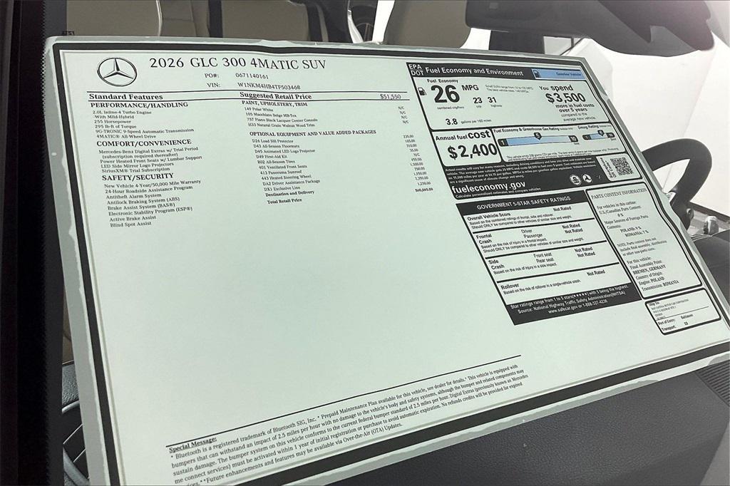 new 2026 Mercedes-Benz GLC 300 car, priced at $60,065