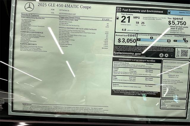new 2025 Mercedes-Benz GLE 450 car, priced at $82,530