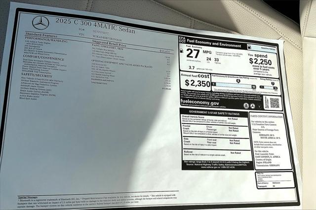 new 2025 Mercedes-Benz C-Class car, priced at $55,885