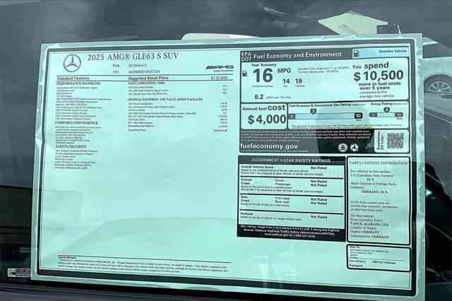 new 2025 Mercedes-Benz AMG GLE 63 car, priced at $137,015