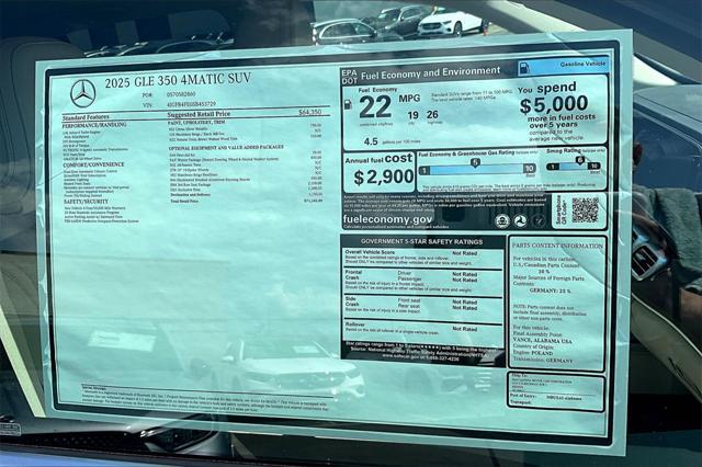 new 2025 Mercedes-Benz GLE 350 car, priced at $71,145