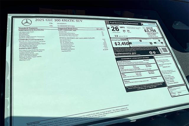 new 2025 Mercedes-Benz GLC 300 car, priced at $57,020