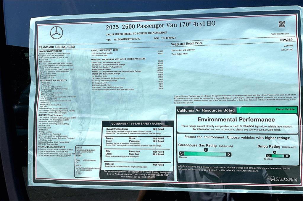 new 2025 Mercedes-Benz Sprinter 2500 car, priced at $81,381