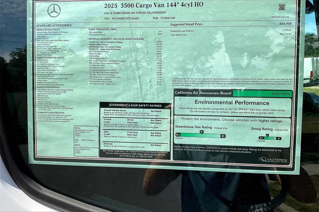 new 2025 Mercedes-Benz Sprinter 3500 car, priced at $69,752