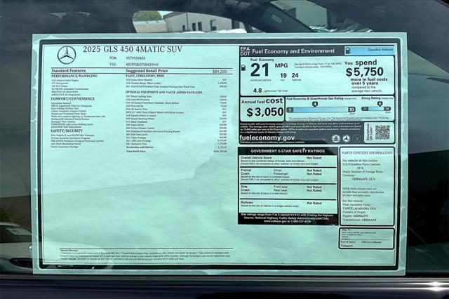 new 2025 Mercedes-Benz GLS 450 car, priced at $101,355