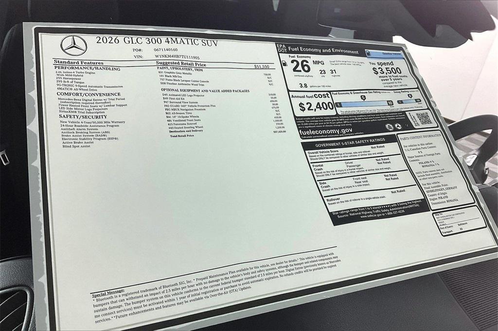new 2026 Mercedes-Benz GLC 300 car, priced at $57,420